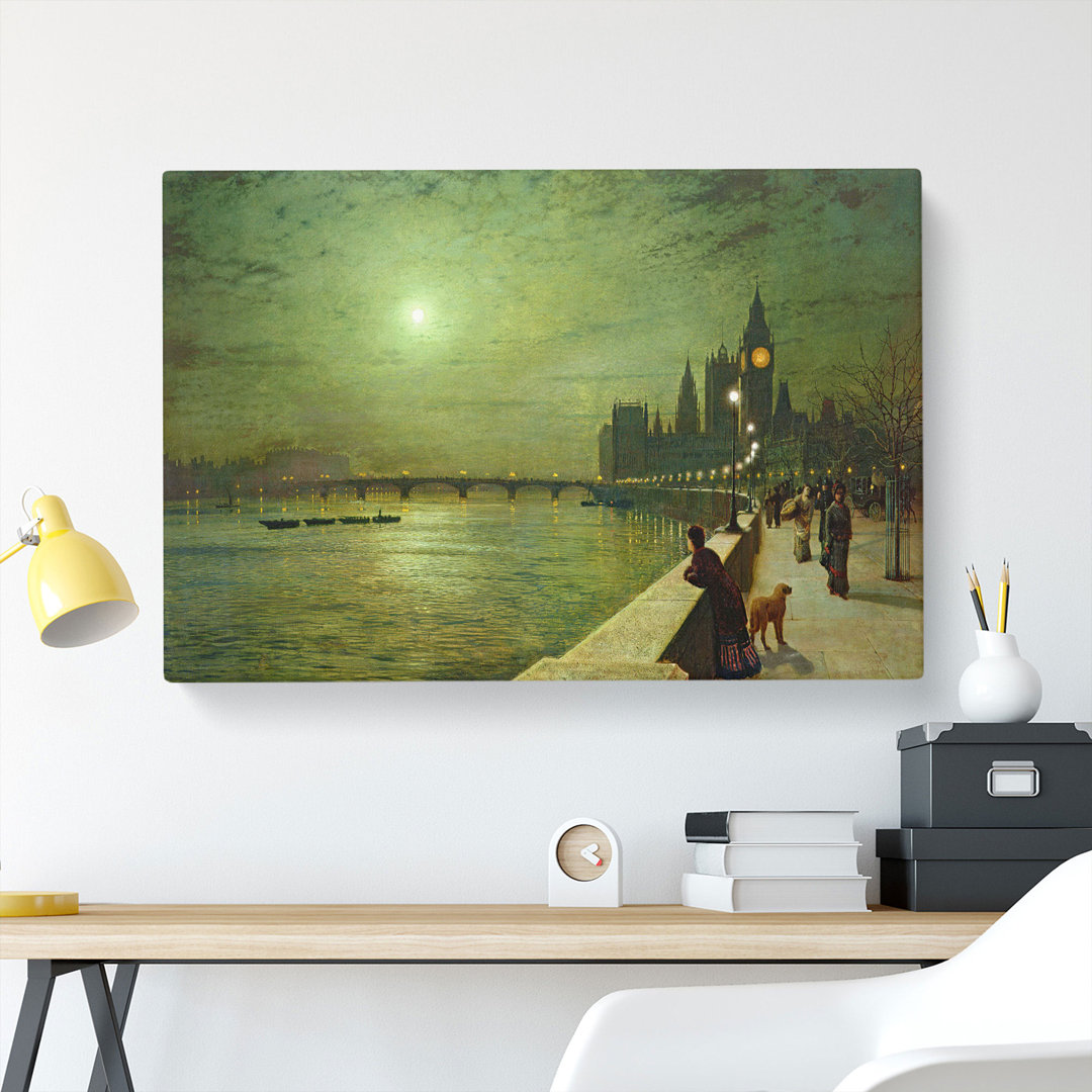 Reflections On The Thames by John Atkinson Grimshaw - Wrapped Canvas