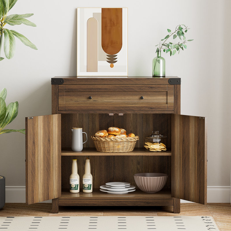 33" Tall 2 - Door Accent Cabinet with 1 Drawer, Brown