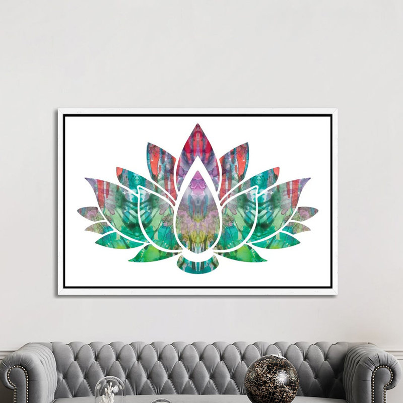 Lotus by Dean Russo - Print on Canvas, 152.5 cm H x 101.5 cm W, White Framed