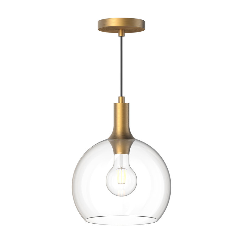 Luminaire suspendu sphère 1 lumière Castilla, Doré vieilli, Transparent