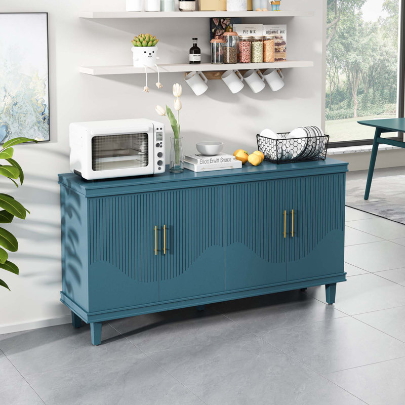 Grande armoire à 4 portes, Bleu, H 32,28 po x l 59,84 po x P 15,75 po