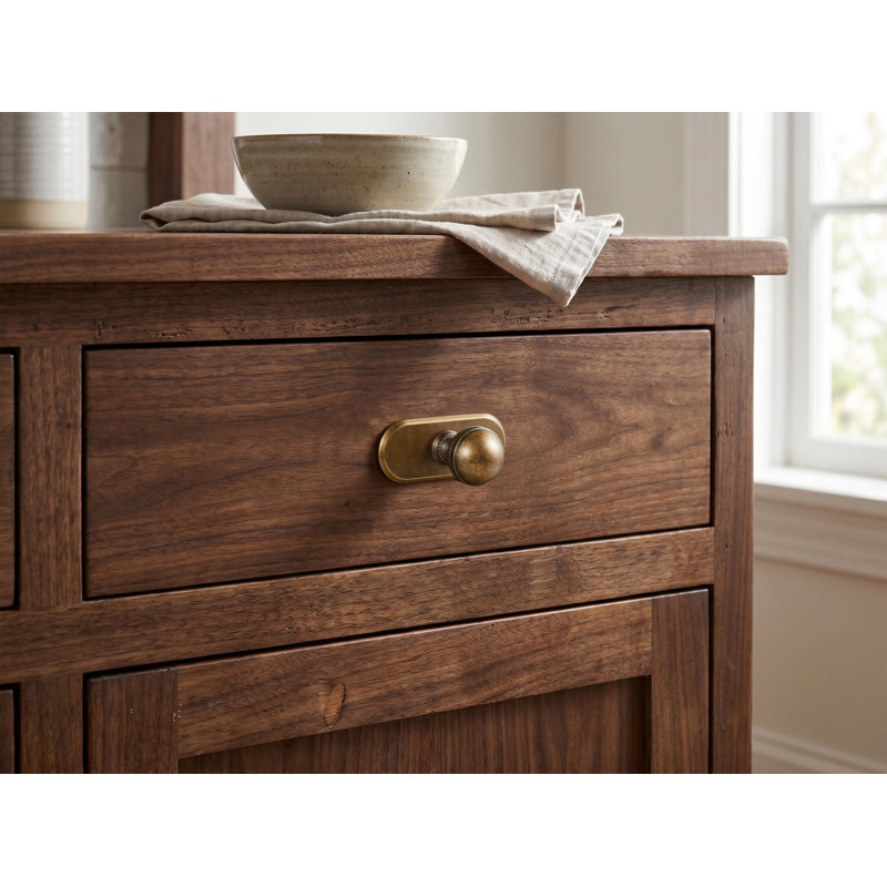 Traditional Mushroom Drawer Knob with Backplate, Antique Brass