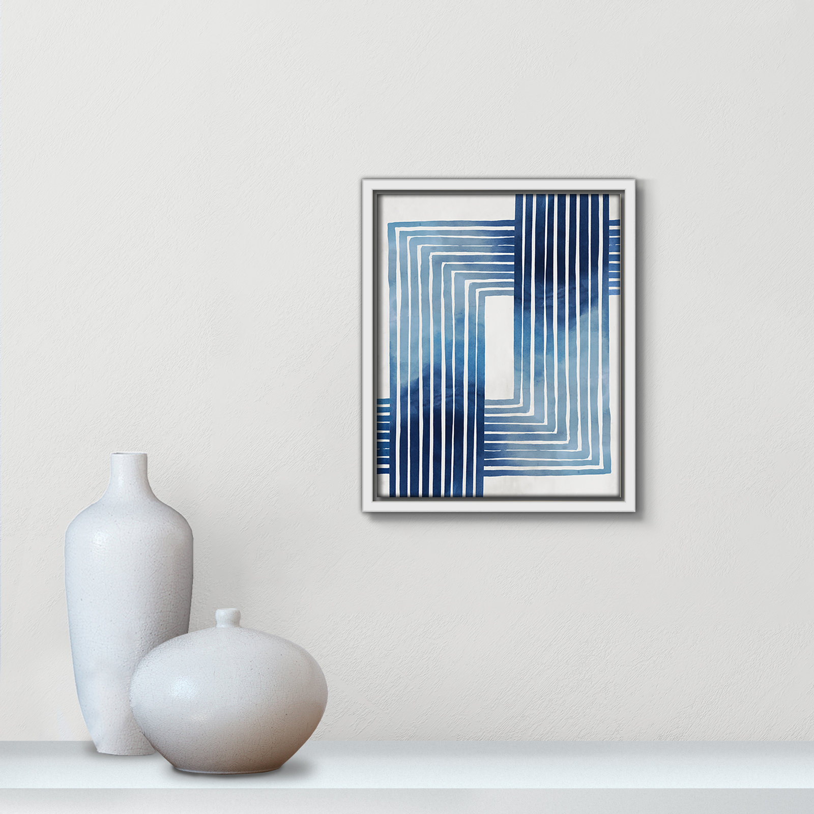 Lanny "In Unison" Painting by Eva Watts, White Framed Canvas, 11.5" H x 9.5" W x 2" D
