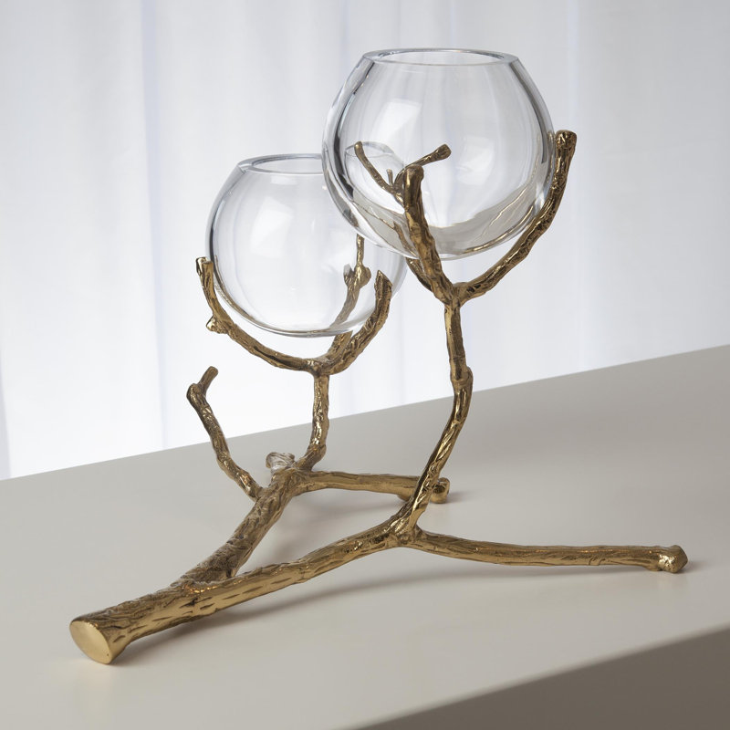 Twig Handmade Glass Table Vase, Brass