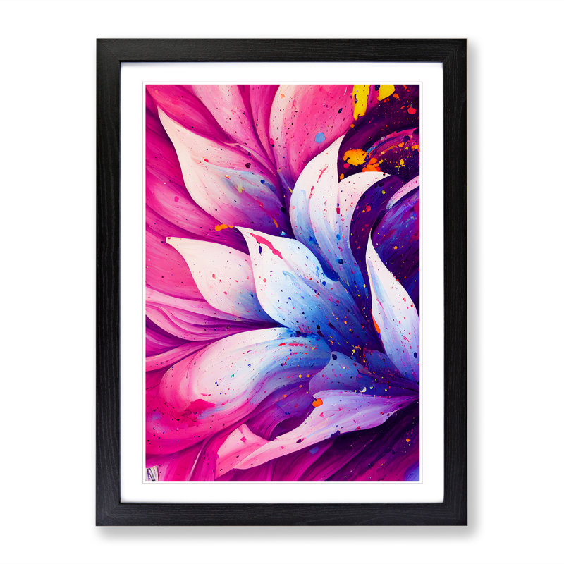 Flower No.5 - Single Picture Frame Print, 34cm H x 25cm W x 2cm D, Black
