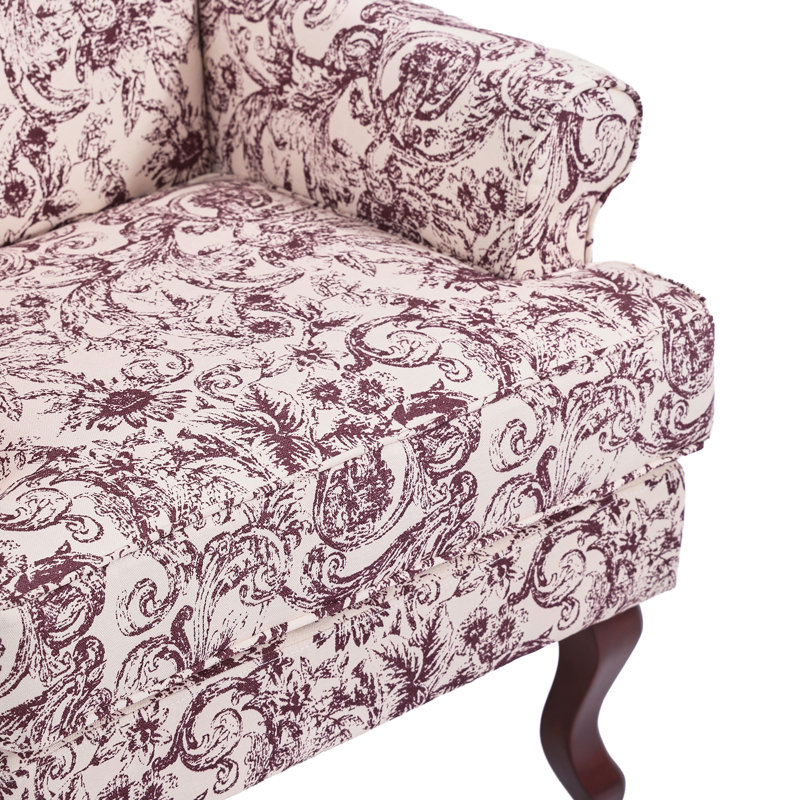 Upholstered Chenille Wingback Chair, Plum Chenille