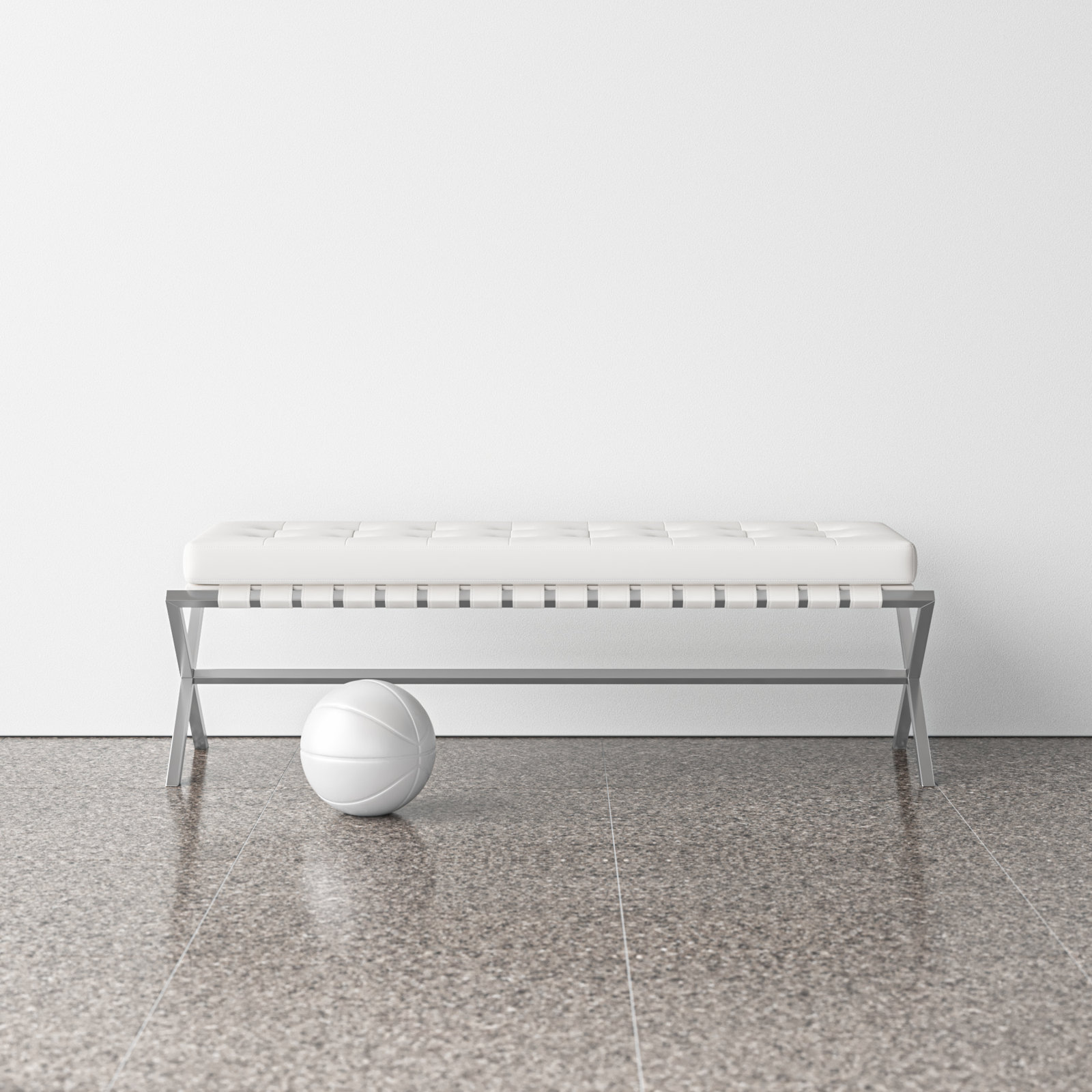 Canton 56" Entryway Bench, White/Brushed Stainless Steel Base