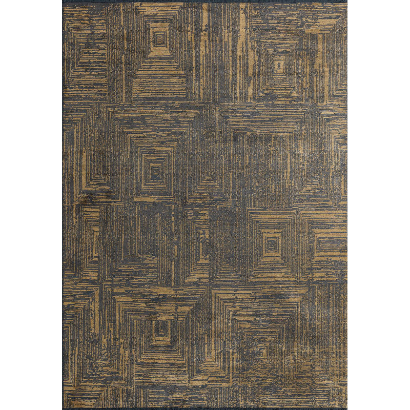 Tapis traditionnel à motif géométrique, Rectangle 7 pi 10 po x 9 pi 10 po