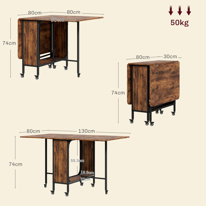 Folding Dining  Table, Brown/Black
