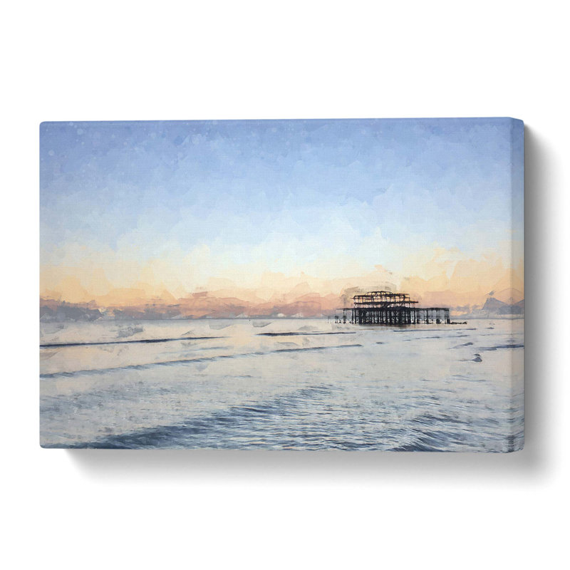 West Pier on Brighton Beach in Abstract - Wrapped Canvas, 40 cm H x 60 cm W