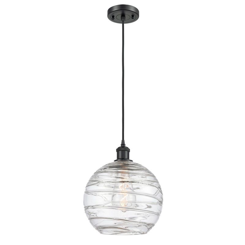 Luminaire suspendu en forme de globe à 1 lumière Mullins, Noir mat, Ampoule DEL rétro de 3,5 watts