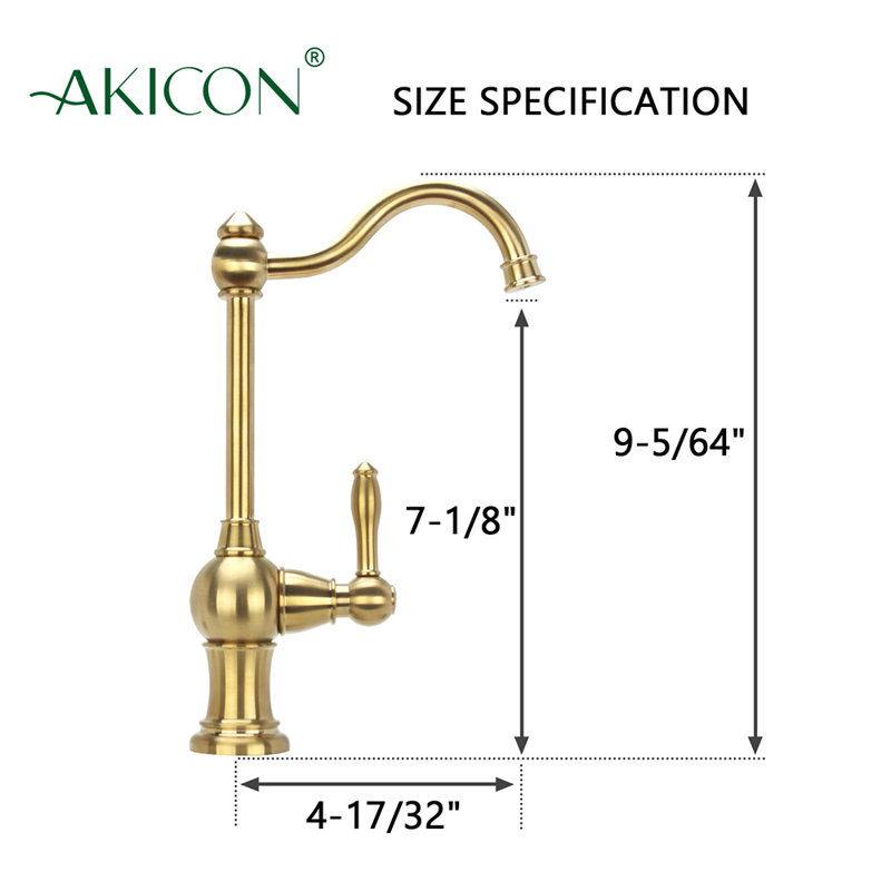 Water Filter Faucet with Single Handle for Cold Water, Brushed Gold