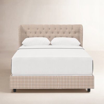 Tomey Cotton Upholstered Wingback Bed