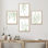 «Minimal Botanical» IDÉE4WALL, art mural variété de feuille de forêt vert pastel encadré, ensemble de 4 impressions de nature sauvage, décoration murale botanique floral pour le salon, impression encadrée de chambre à coucher, 4 pièces