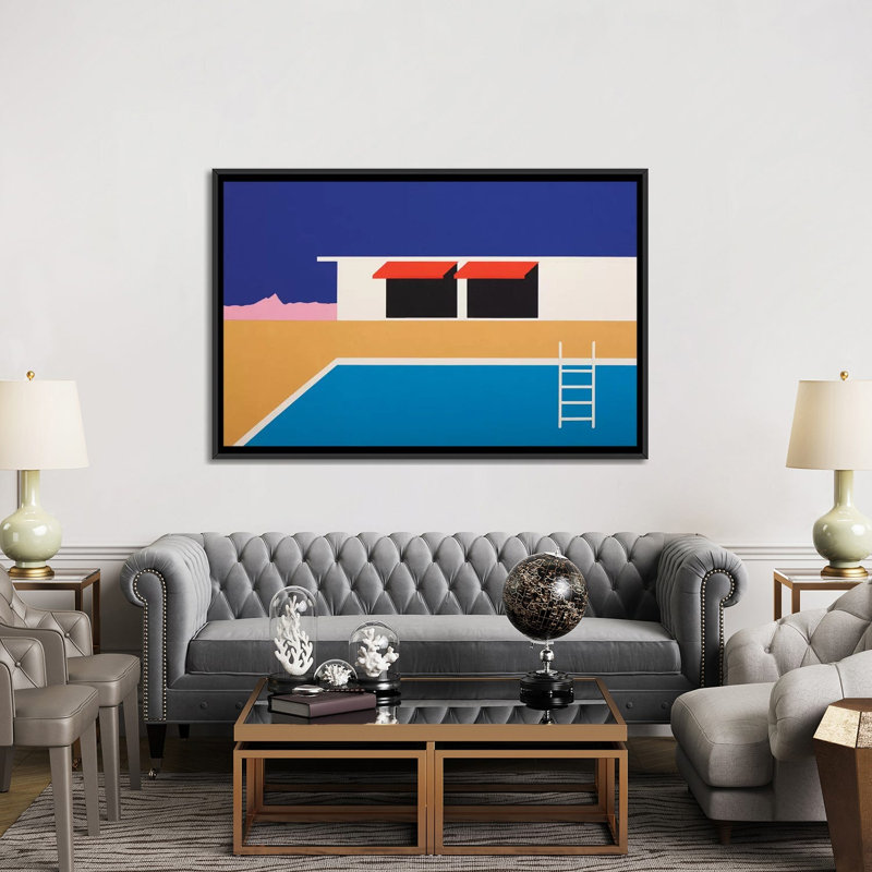 Palm Springs Pool House II 1 Piece Wall Art on Canvas, 101.6 cm H x 152.4 cm W x 4.445 cm D, Black