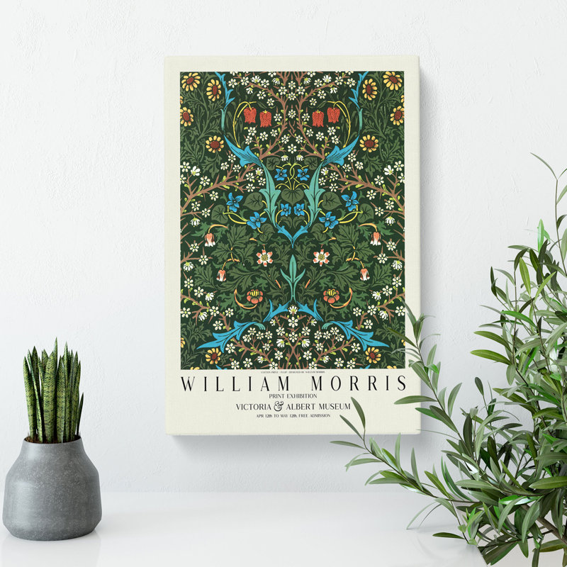Tulip with Border by William Morris - Wrapped Canvas Painting, 76cm H x 50cm W x 3cm D
