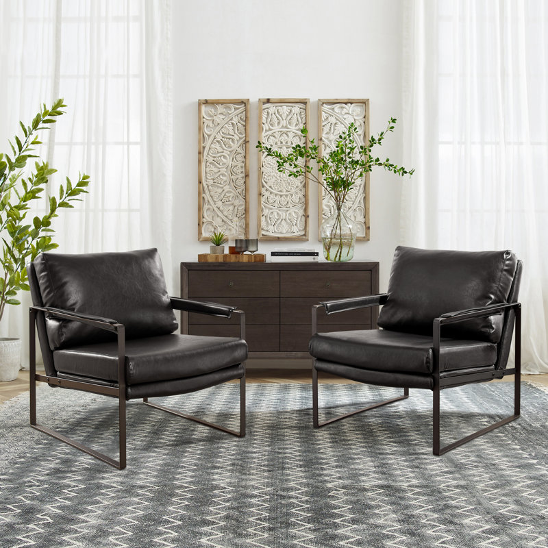 Faux Leather Armchair, Black