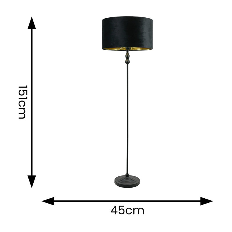 Travilah 151cm Traditional Floor Lamp, Black/Gold, Matte, No