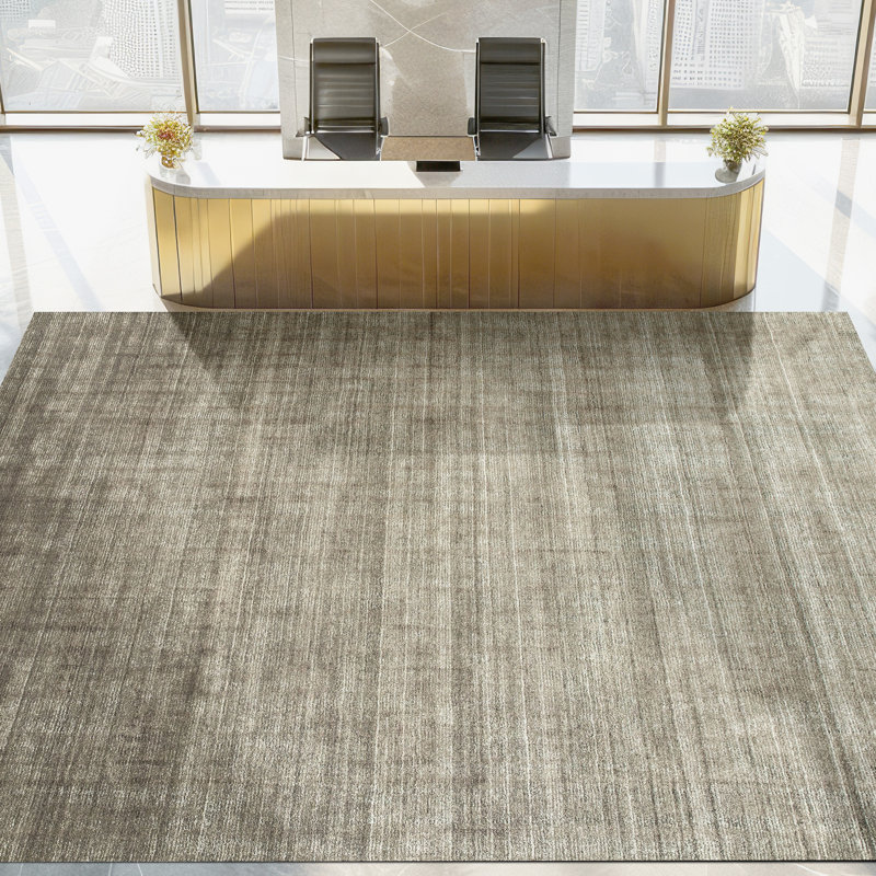 Hand Knotted Area Rug in Gray/White, Rectangle 6' x 9'