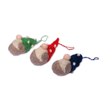 Dakota Fields Handmade Gnome Colors Wool Felt Ornaments (Set Of 3)