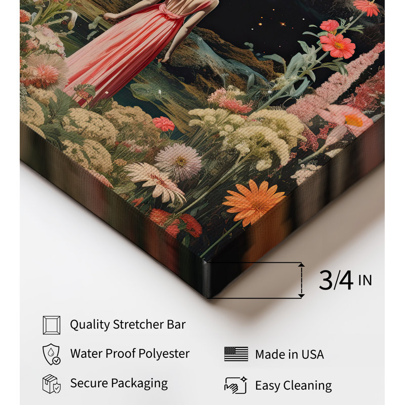 Jardin de fleurs psychédélique, Unframed, Canvas, 16"H x 20"W