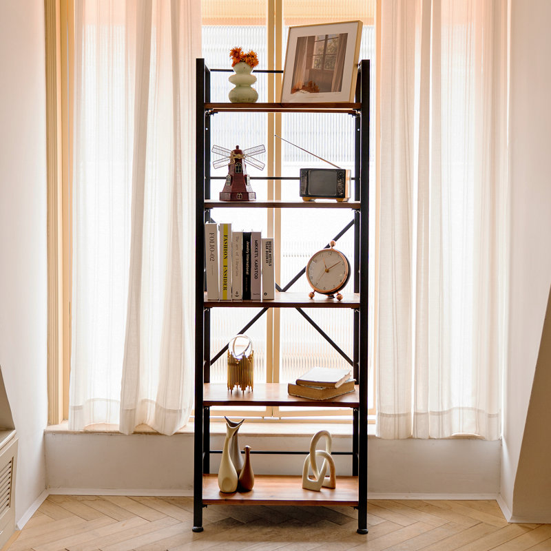Bibliothèque étagère Iron, (5 tablettes) H 64,2 po x l 23,6 po x P 12,6 po, Noir