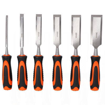 10Pcs Premium Wood Chisel Set – 6 Wood Chisels, 1 Honing Guide, 1 Sharpening Stone & 2 Carpenter Pencils,45# Carbon Steel Blades