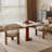 33''Modern Luxe Square Dining Table Collection with Walnut Base and Gold Accents — Available in Obsidian Glass, Polar Vein, Earthstone, and Midnight Grid Finishes-1536138401