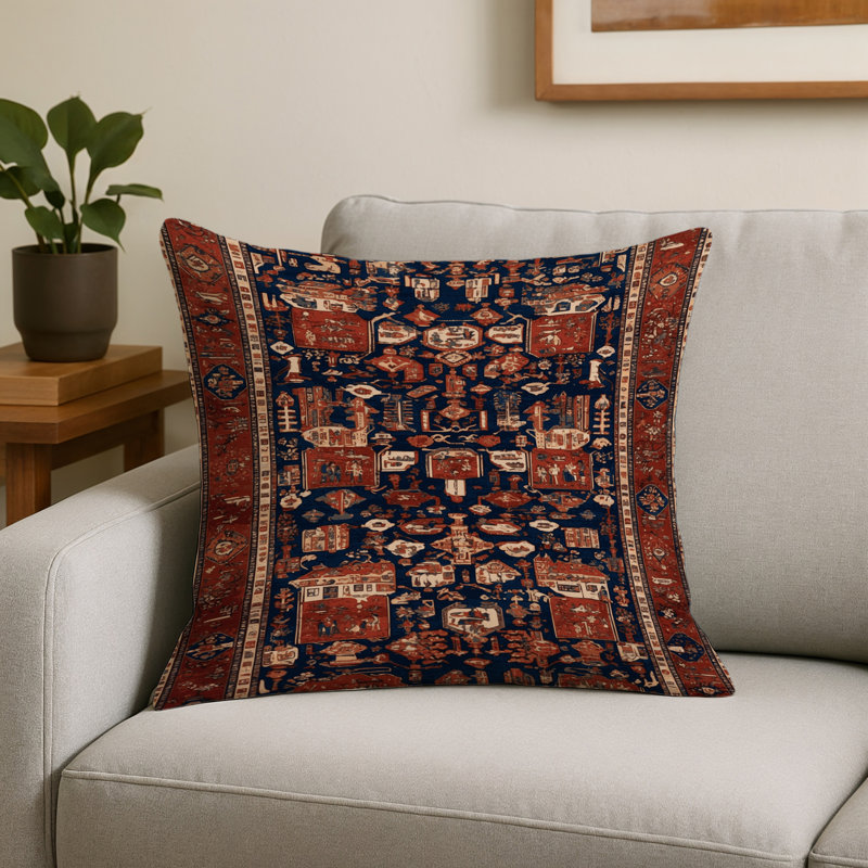 Coussin décoratif intérieur et extérieur Turkish, Brun oriental 100, Carré Carré 18 po