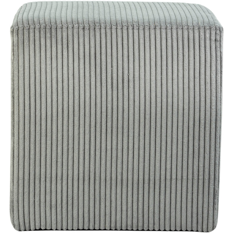 Roy Baber Upholstered Ottoman, Grey Microsuede Fabric