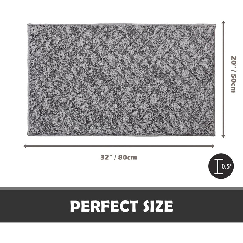 Tapis de cuisine Kuma, Rectangle 1 pi 8 po x 2 pi 8 po, Gris