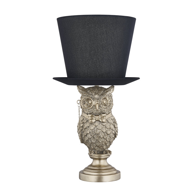 21" Resin Table Lamp With Black Shade