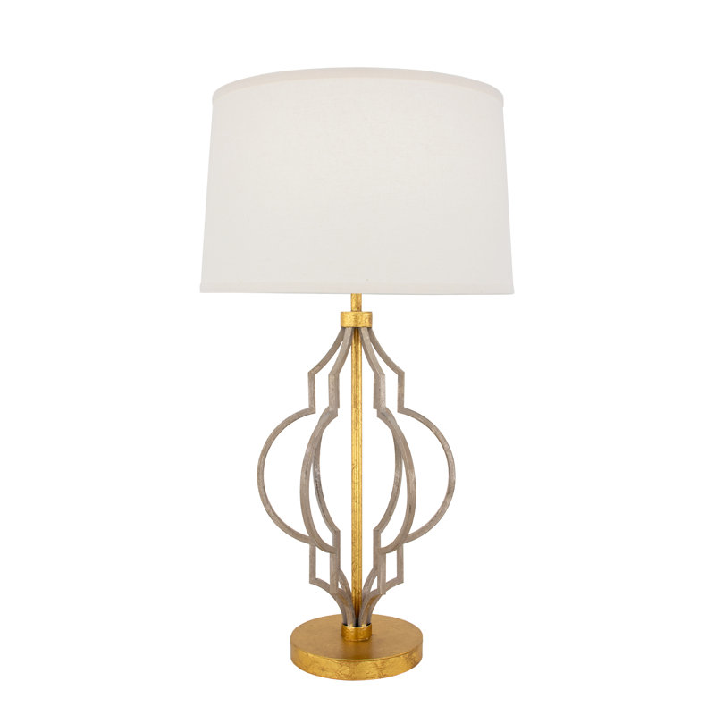 Luna Table Lamp, Champagne/Gold Leaf, White