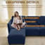 Canapé modulaire rembourré avec repose-pieds en velours côtelé l 98,2 po-734471029