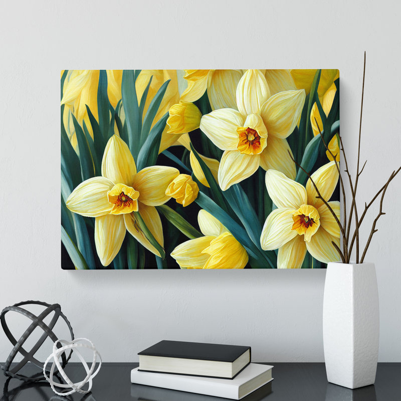 Bewitching Daffodil Flowers - Wrapped Canvas, 40cm H x 60cm W x 3cm D