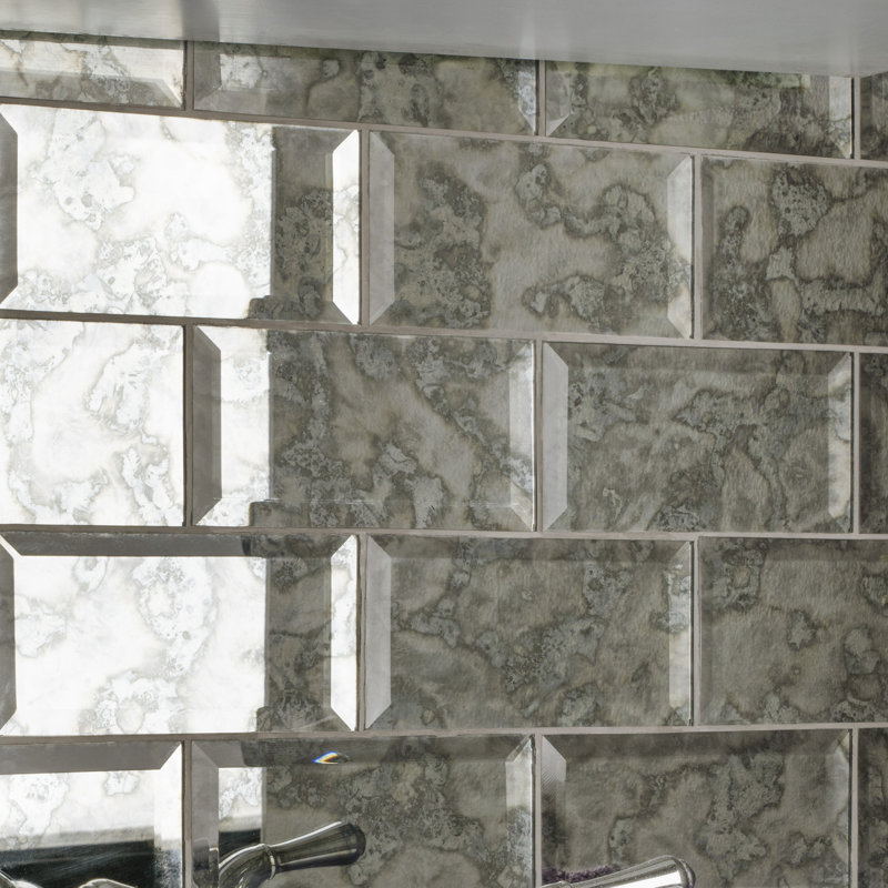Lustre Beveled 3" x 6" Pressed Glass Singular Subway Tile