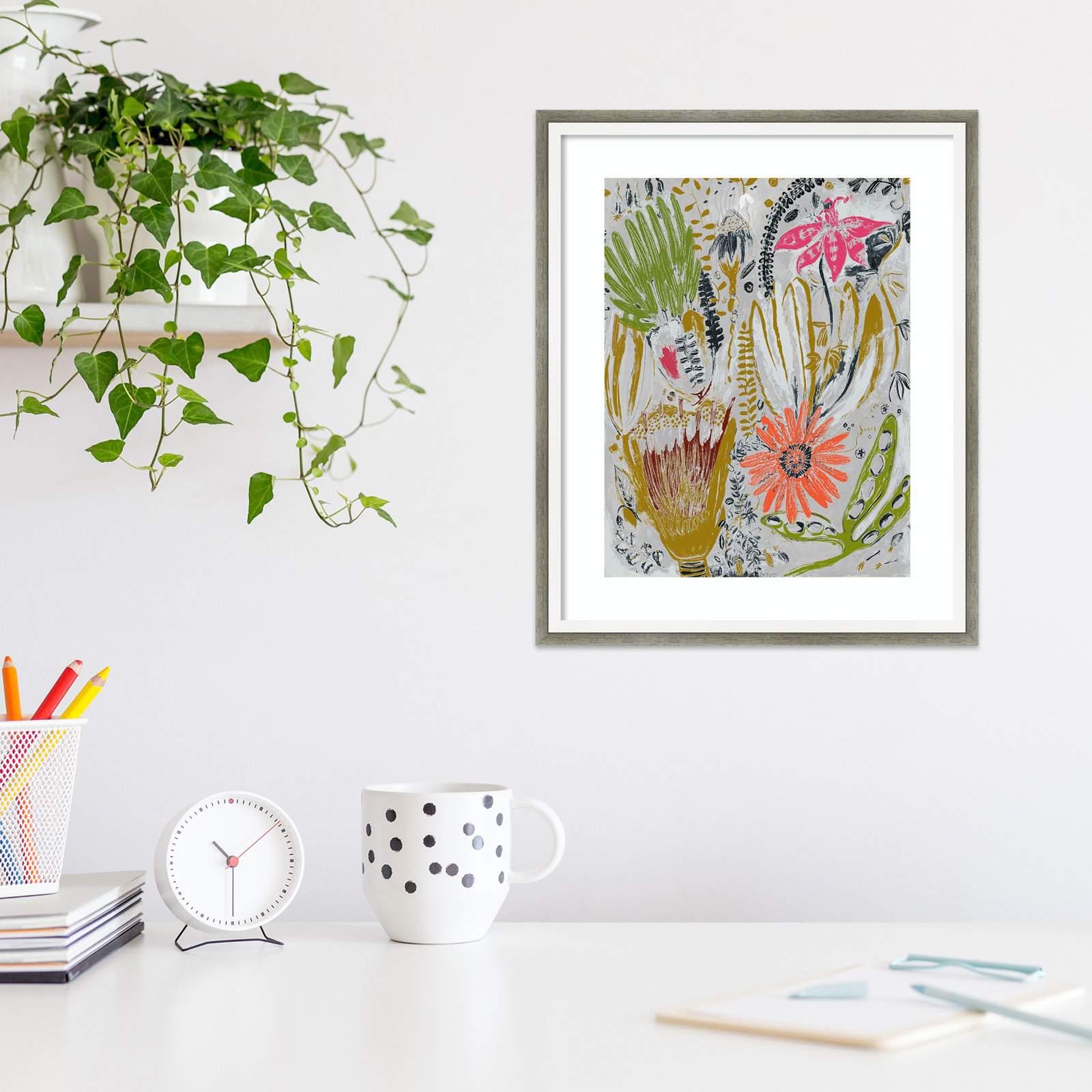 Tropical Blooms by Maya Woods, Gray, 14" W x 17" H