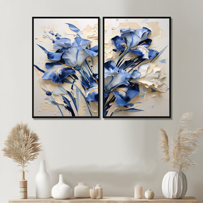 Blue And White Garden Of Irises II - Large Irises Wall Decor