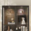 Bibliothèque 73 po avec portes coulissantes, éclairage à DEL et tablettes en verre