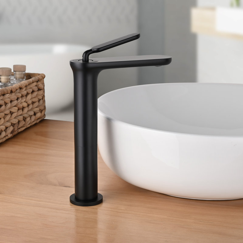 Aquaterior Single Handle Bathroom Vessel Sink Faucet Rv Lavatory Vanity Sink Mixer Tap, Matte Black
