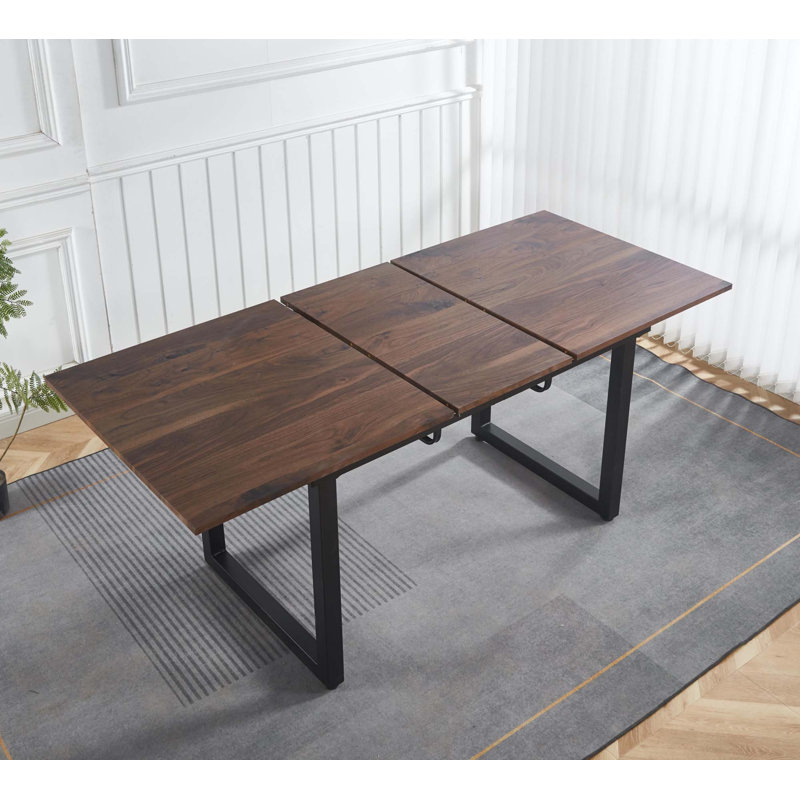 Table de salle à manger extensible, Noir, Noyer, H 29,52 po x l 55,08 po x P 31,52 po