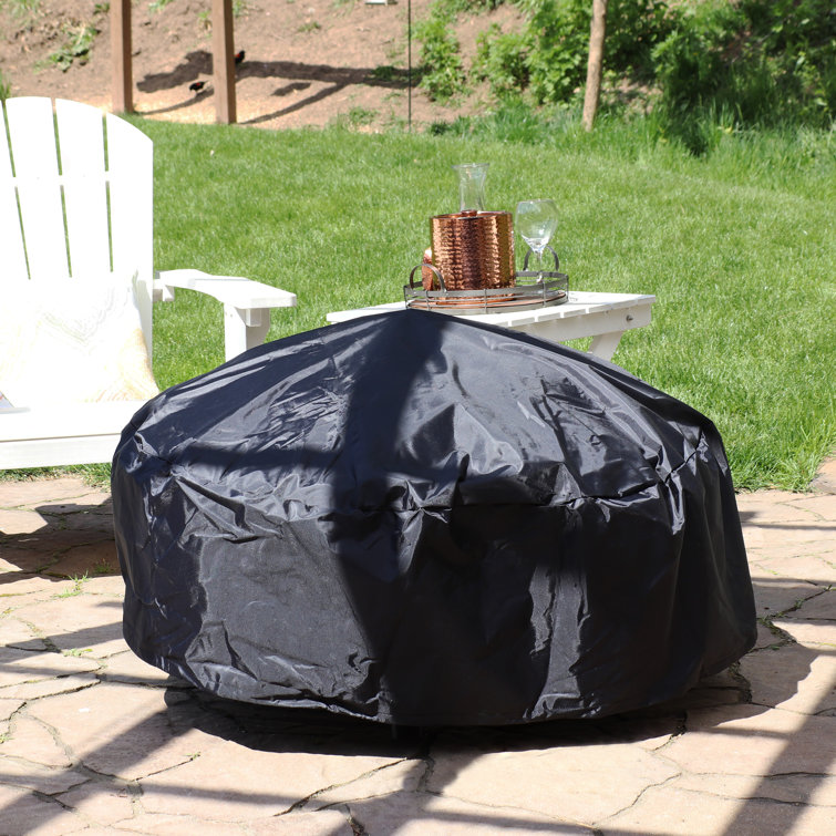 Claire Black Solid Fire Pit Cover with Drawstring Closure