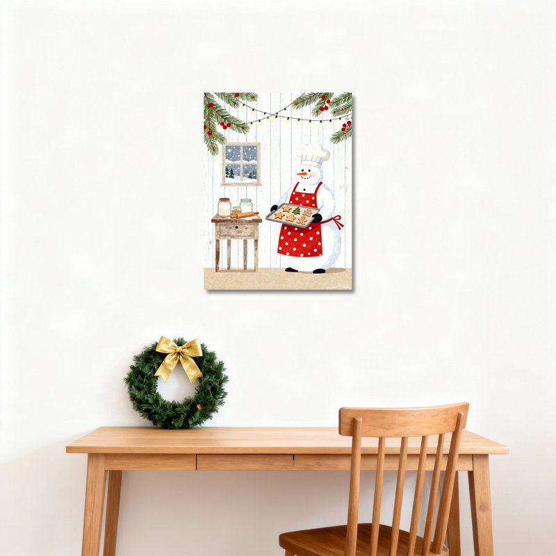 «Snowman Bake Cake», art mural sur toile, H 24 po x l 16 po