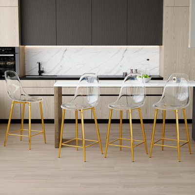 25.6" Modern Bar Stools with Metal Frame（Set of 4）