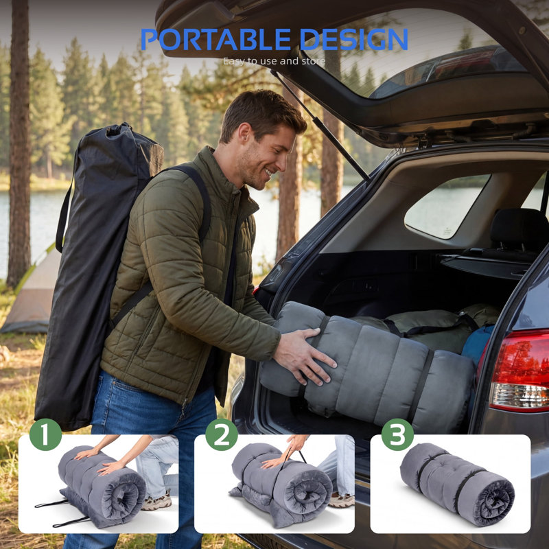 Paquet de 2 berceaux de camping avec matelas Fenbeli, noir et gris, Black/Grey