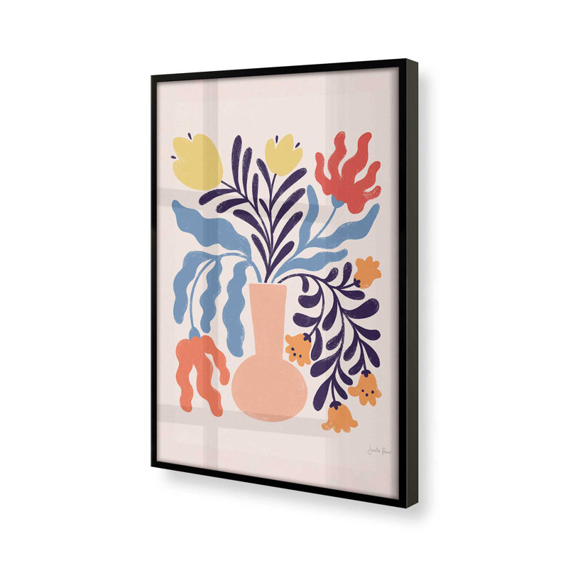 «Playful Garden Vase I», Cadre noir satiné, H 17 po x l 13 po