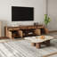 Ensemble de salon minimaliste en bois, meuble télé avec rangement et table basse en travertin en forme de nuage, ensemble de divertissement