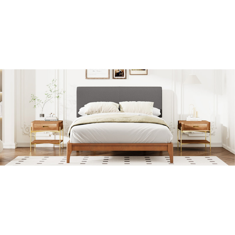 Bamboo Bec Frame Upholstered Adjustable Headboard, King, Brown