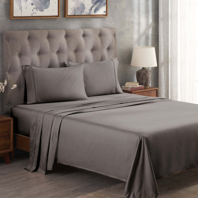 Ensemble de draps à poches profondes en coton égyptien uni 300 fils Blue Nile Mills