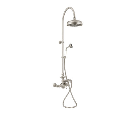 Système de douche thermostatique exposé 52 po mural avec douche à main 1,75 GPM et poignées levier / croix